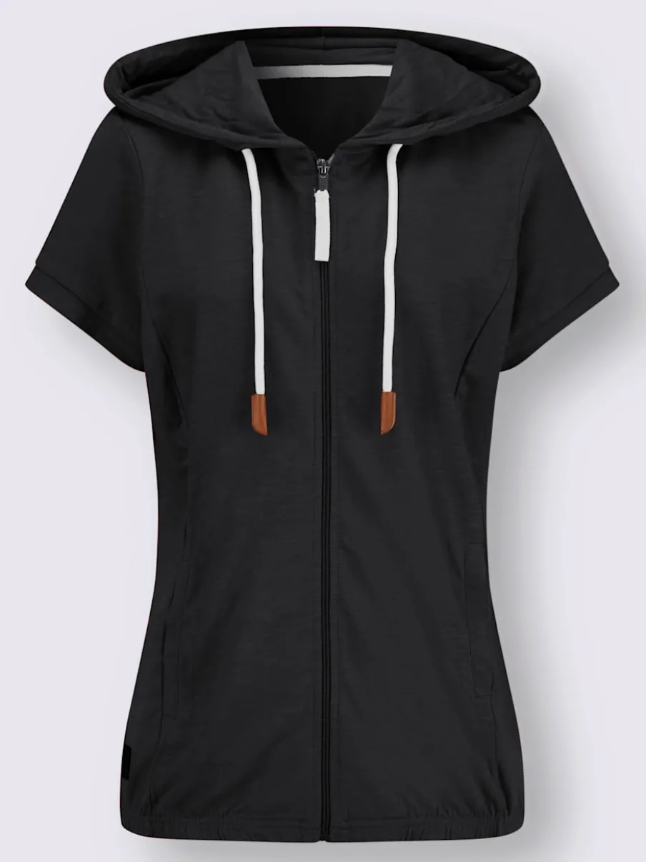 Veste sweat à capuche avec manches courtes et poches pratiques