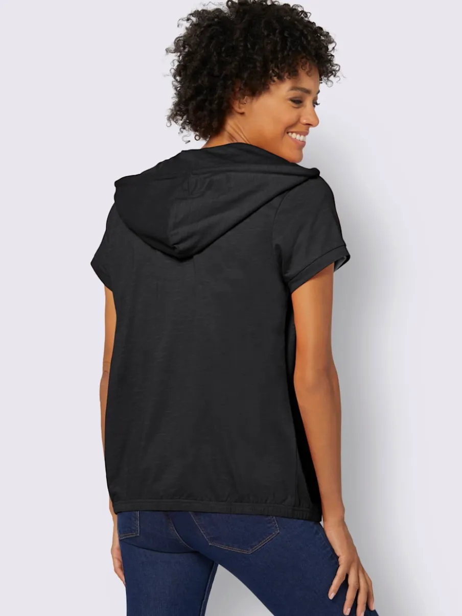 Veste sweat à capuche avec manches courtes et poches pratiques
