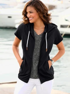 Veste sweat à capuche avec manches courtes et poches pratiques