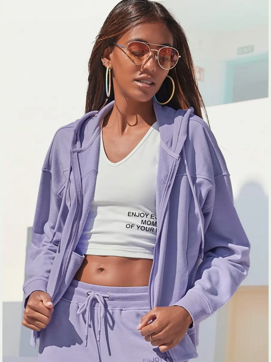 Veste sweat à capuche avec petit imprimé et emblème