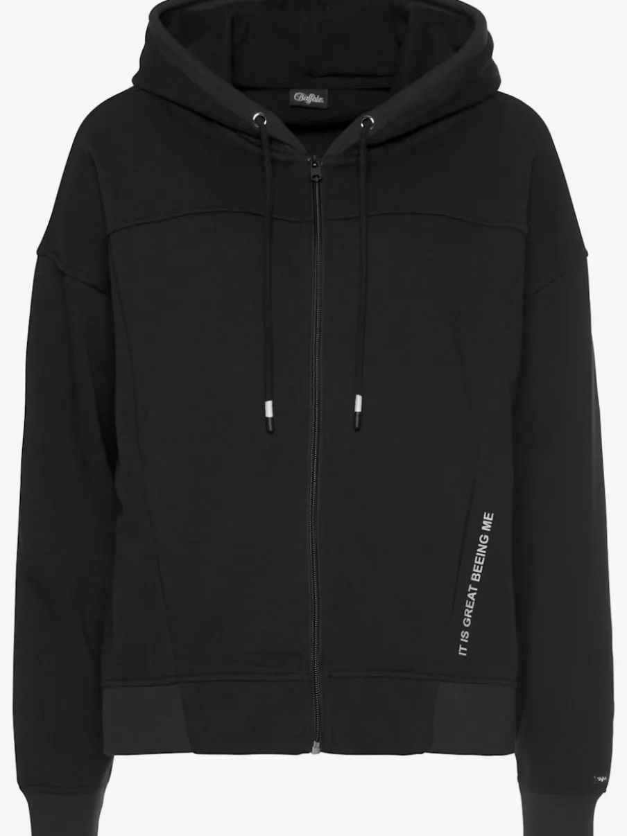 Veste sweat à capuche avec petit imprimé et emblème