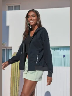 Veste sweat à capuche avec petit imprimé et emblème