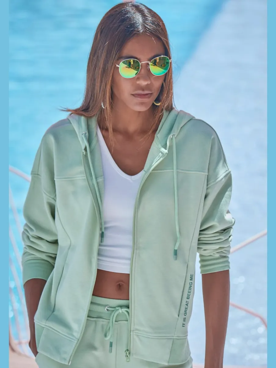 Veste sweat à capuche avec petit imprimé et emblème