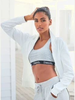 Veste sweat à col montant avec broderie et poches kangourou