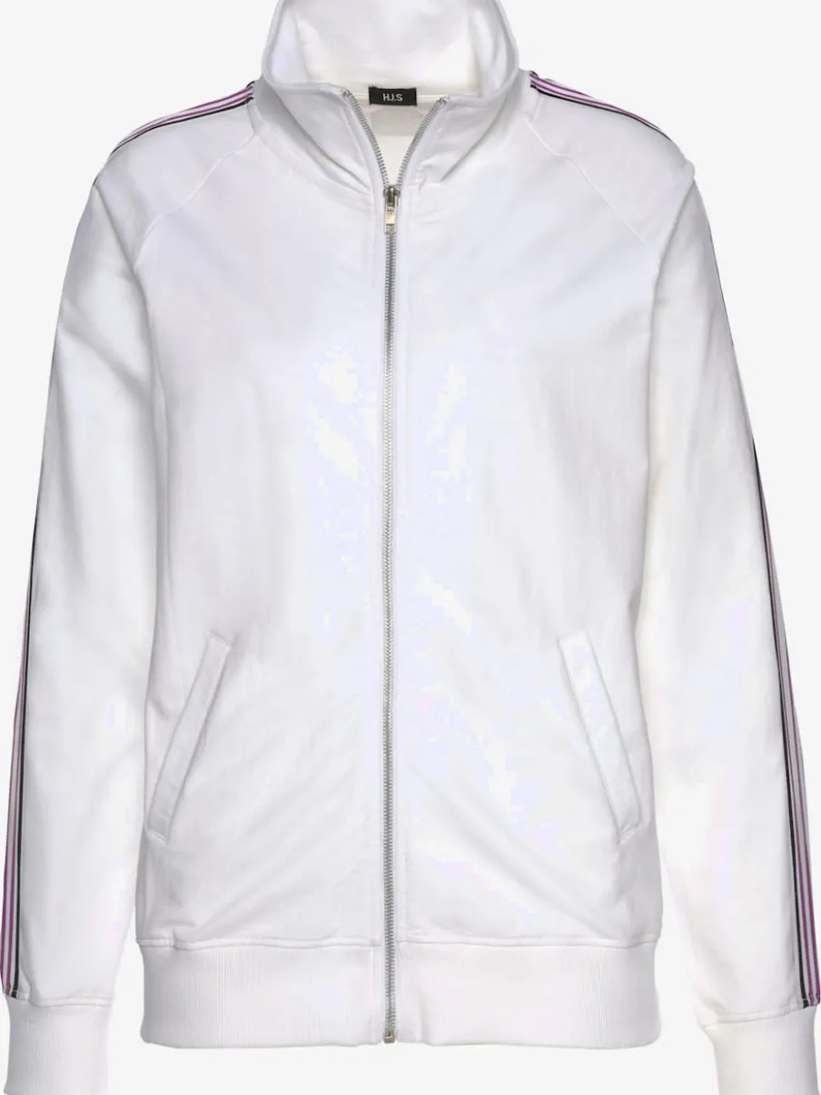 Veste sweat à col montant avec rayures sur les manches
