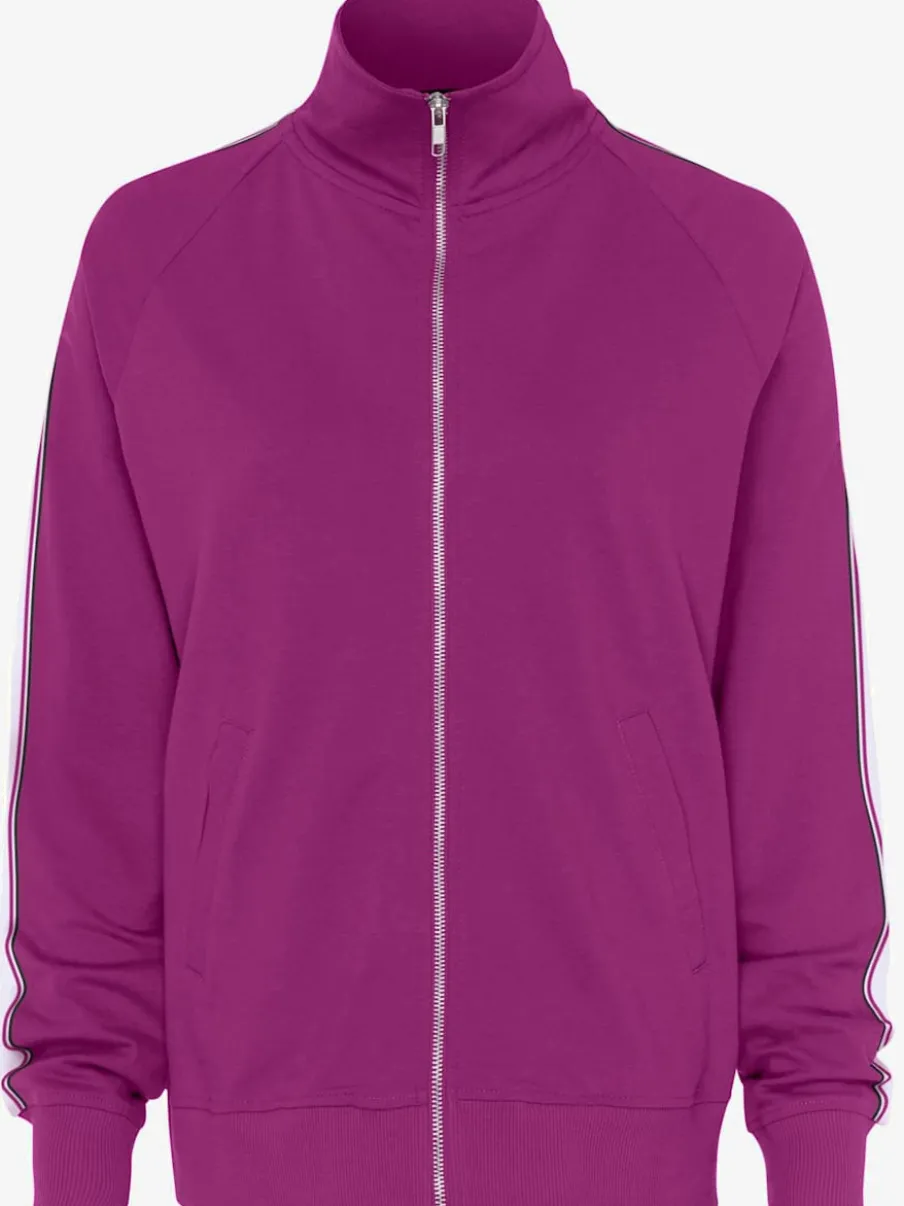 Veste sweat à col montant avec rayures sur les manches