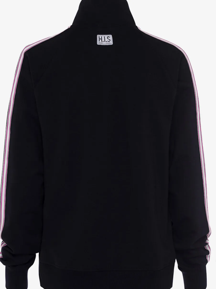 Veste sweat à col montant avec rayures sur les manches