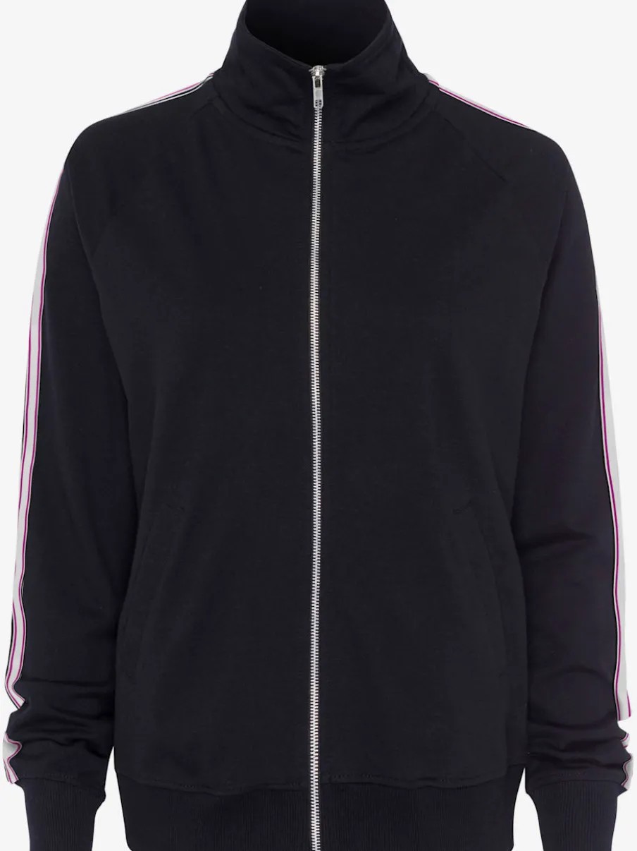 Veste sweat à col montant avec rayures sur les manches