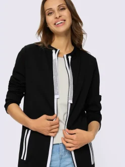 Veste sweat manches longues col montant à glissière raffinée