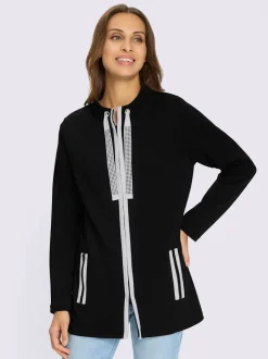Veste sweat manches longues col montant à glissière raffinée