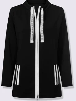 Veste sweat manches longues col montant à glissière raffinée