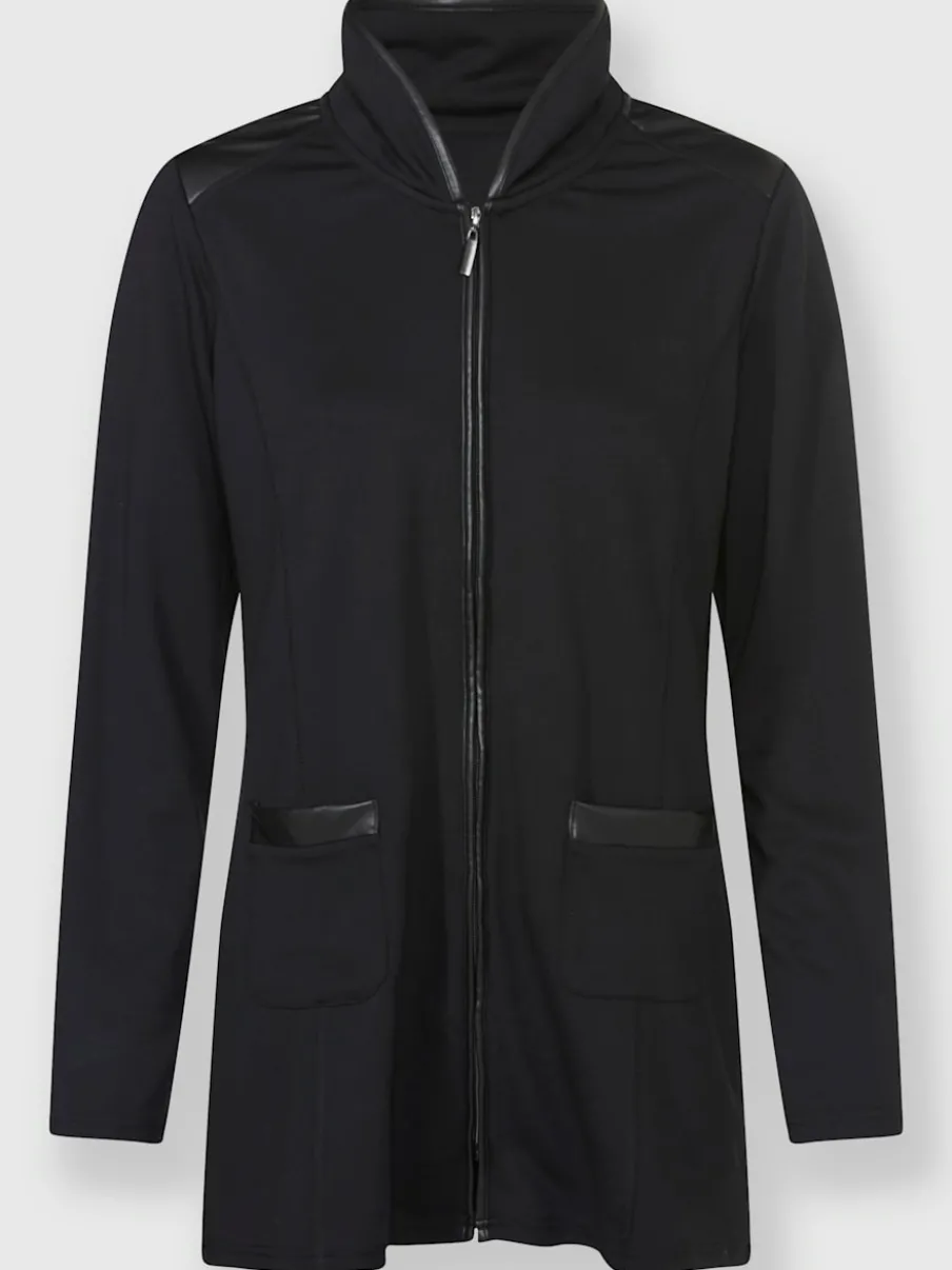 Veste sweatshirt à coupe longue avec passepoils synthétiques