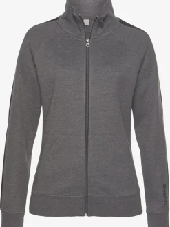 Veste sweat sportive à glissière avec col montant et rayures latérales