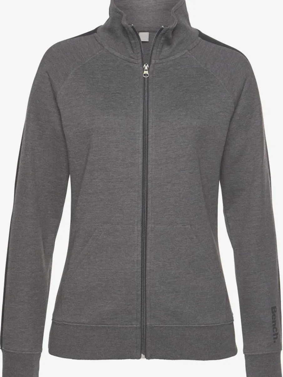 Veste sweat sportive à glissière avec col montant et rayures latérales
