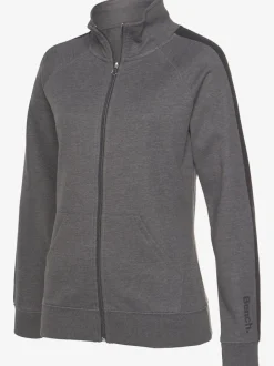 Veste sweat sportive à glissière avec col montant et rayures latérales