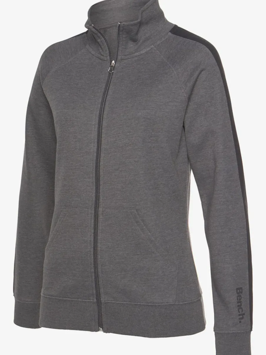Veste sweat sportive à glissière avec col montant et rayures latérales