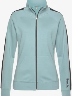 Veste sweat sportive à glissière avec col montant et rayures latérales