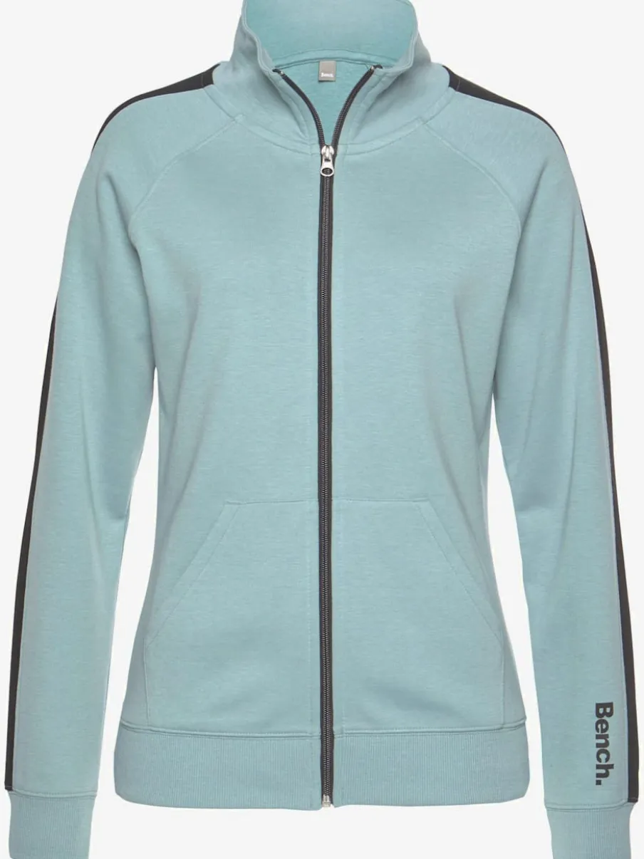 Veste sweat sportive à glissière avec col montant et rayures latérales
