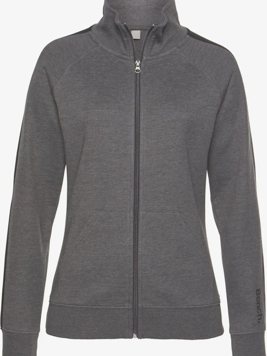 Veste sweat sportive à glissière avec col montant et rayures latérales