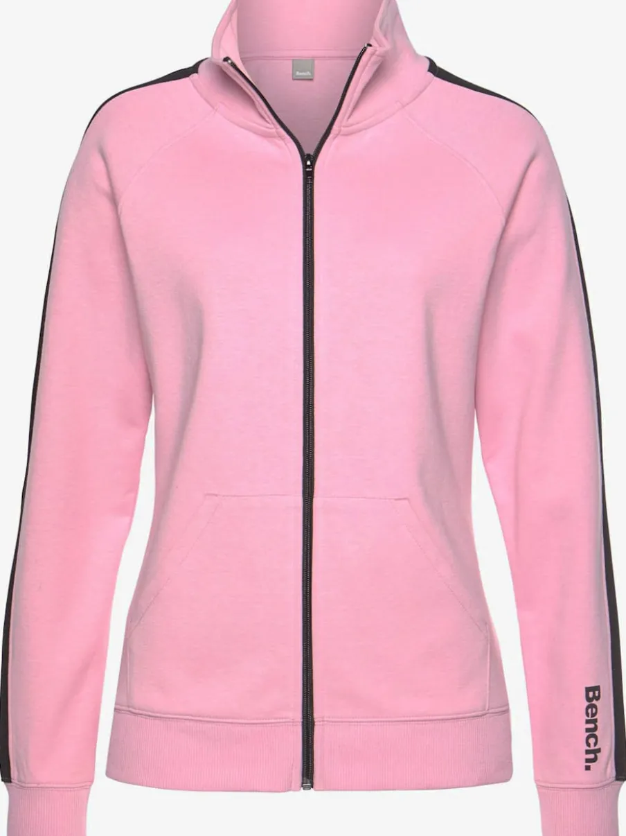 Veste sweat sportive à glissière avec col montant et rayures latérales