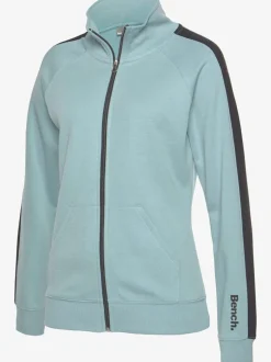 Veste sweat sportive à glissière avec col montant et rayures latérales