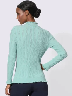 Voici le libellé produit :Pull à manches longues en viscose avec finitions côtelées